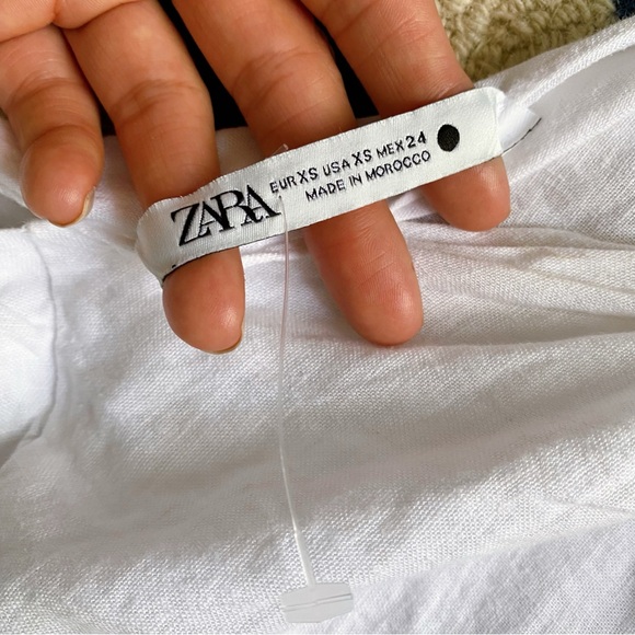 🐚 ZARA BOHO WHITE ASYMMETRICAL LINEN DRESS! - Picture 11 of 16